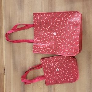 Lululemon Limited Edition Reusable Tote Carryall Bag red/white Lg & Sm